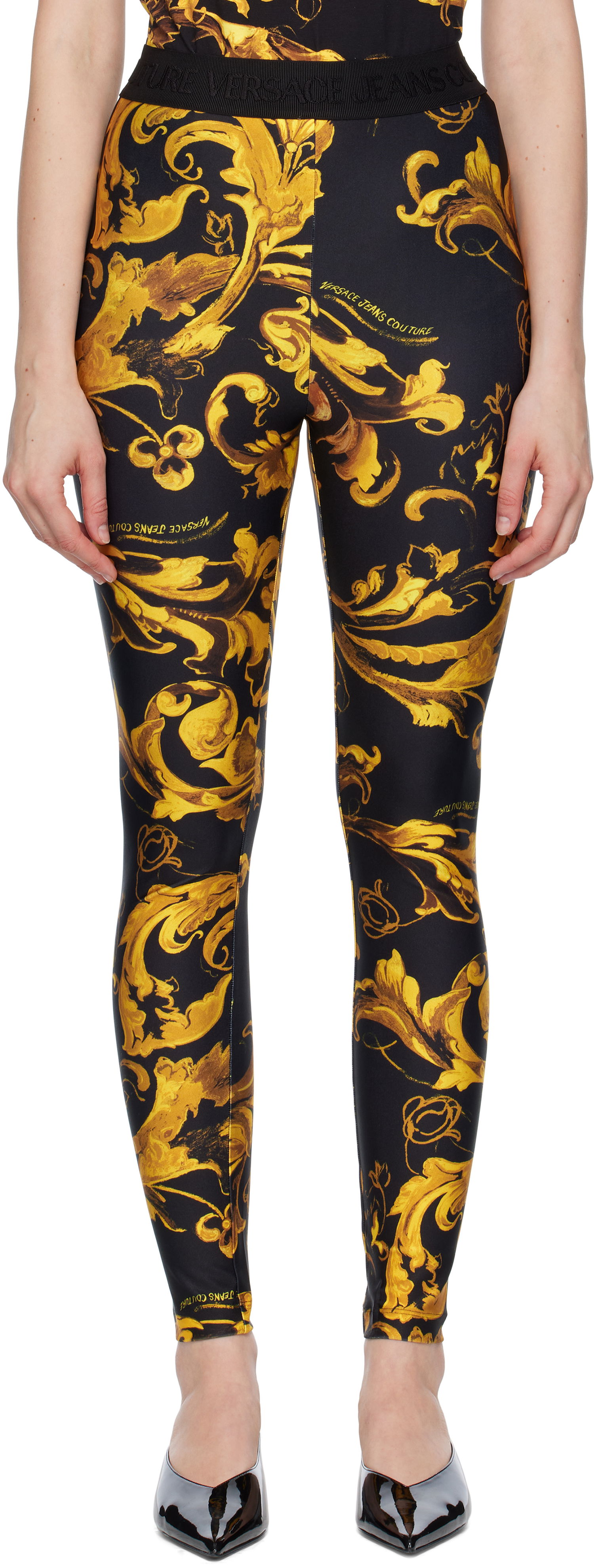 Leggings Versace Versace Jeans Couture Barocco Lycra Leggings Sort | E79HAC101_EJS501, 0