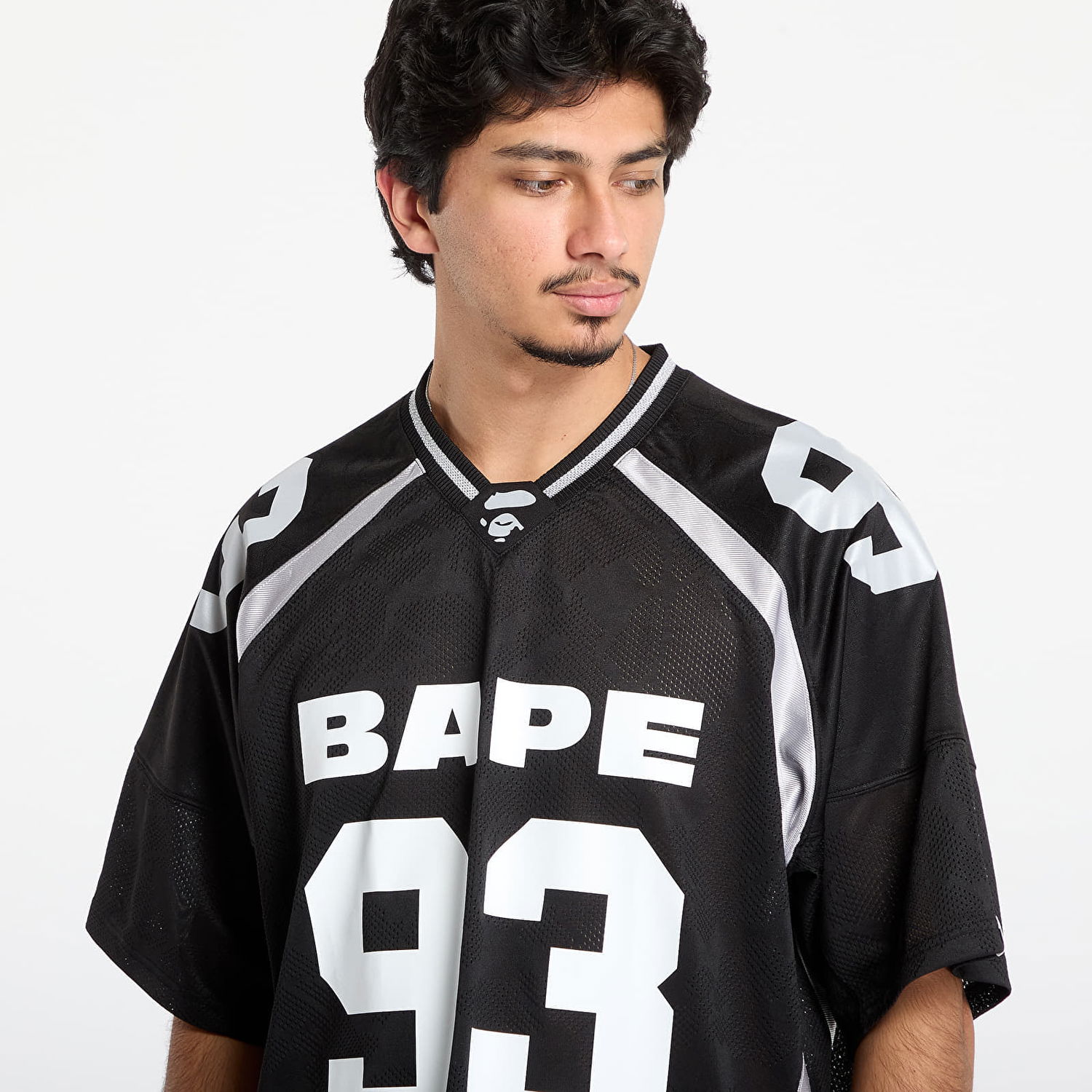 Jersey BAPE Line Camo Jacquard Relaxed Fit Football Jersey Sort | 001CSL801312MBLK, 1