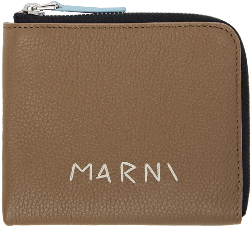 Tegnebog Marni Zip-Around Leather Wallet Brun | PFMI0095Q0 P6533