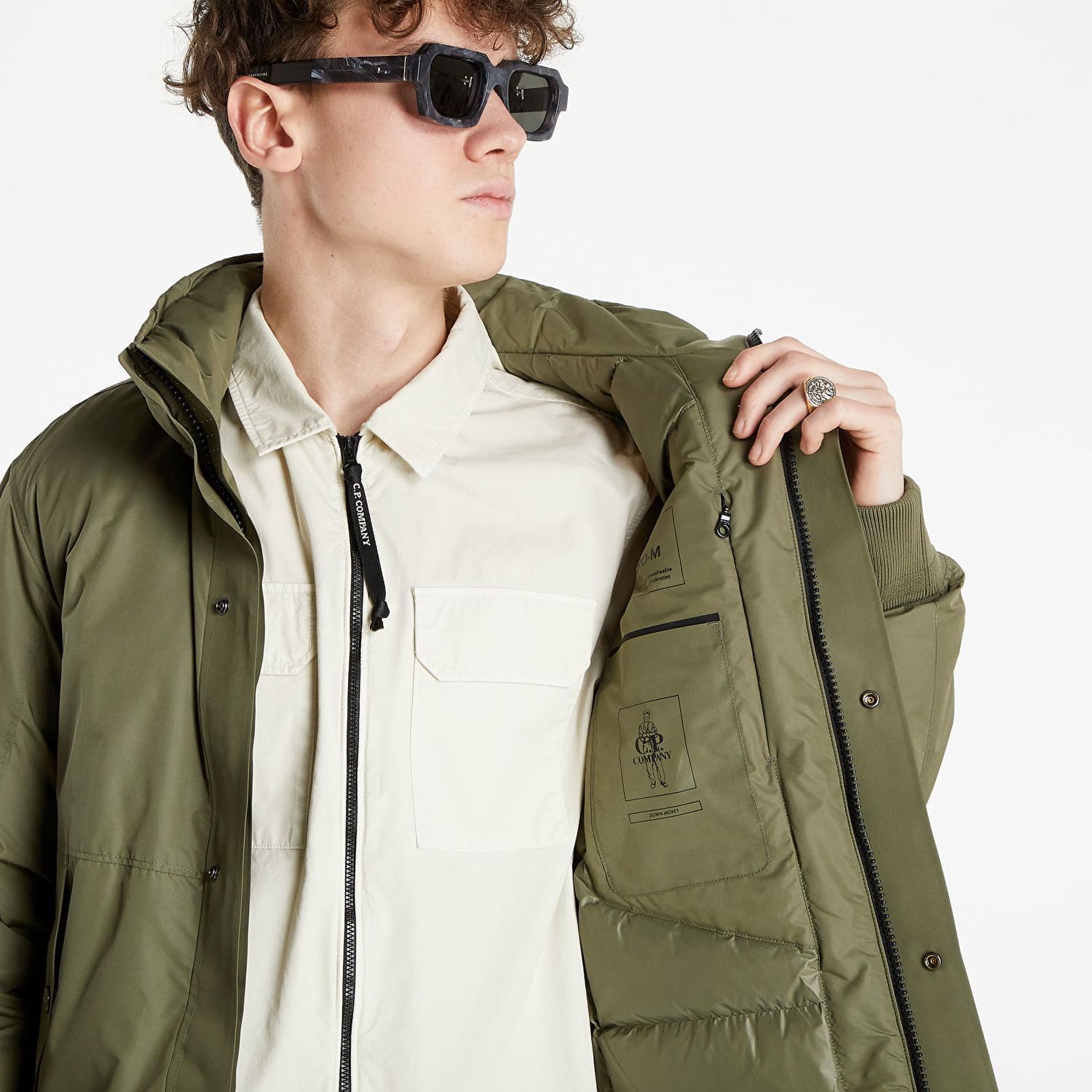 Jakke C.P. Company Micro-M Down Stand Collar Jacket Grøn | 11CMOW017A004275A-665, 1