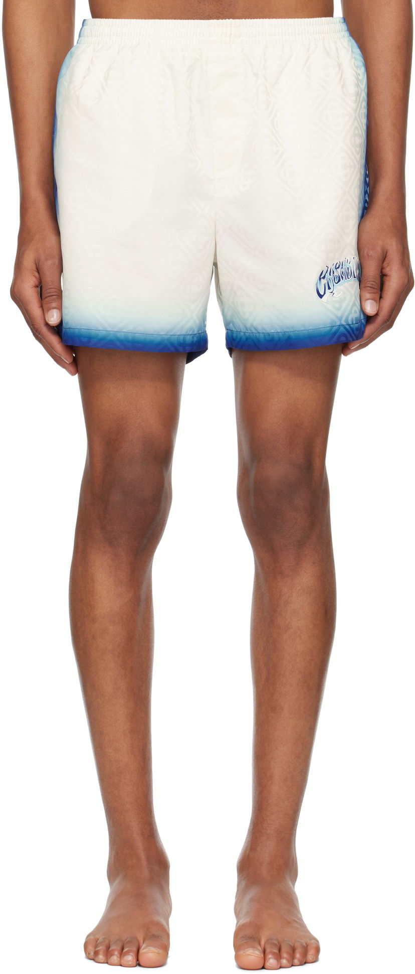 Badetøj Casablanca Casablanca Printed Jacquard Monogram Swim Shorts Hvid | MS25-TR-224-01
