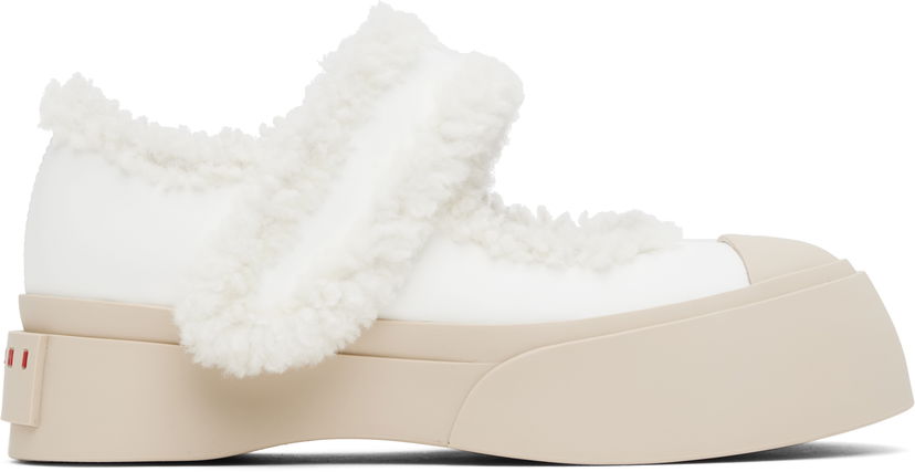 Sneakers og sko Marni Mary Jane Pablo Shearling Ballerina Flats Hvid | SNZW013602 P5045