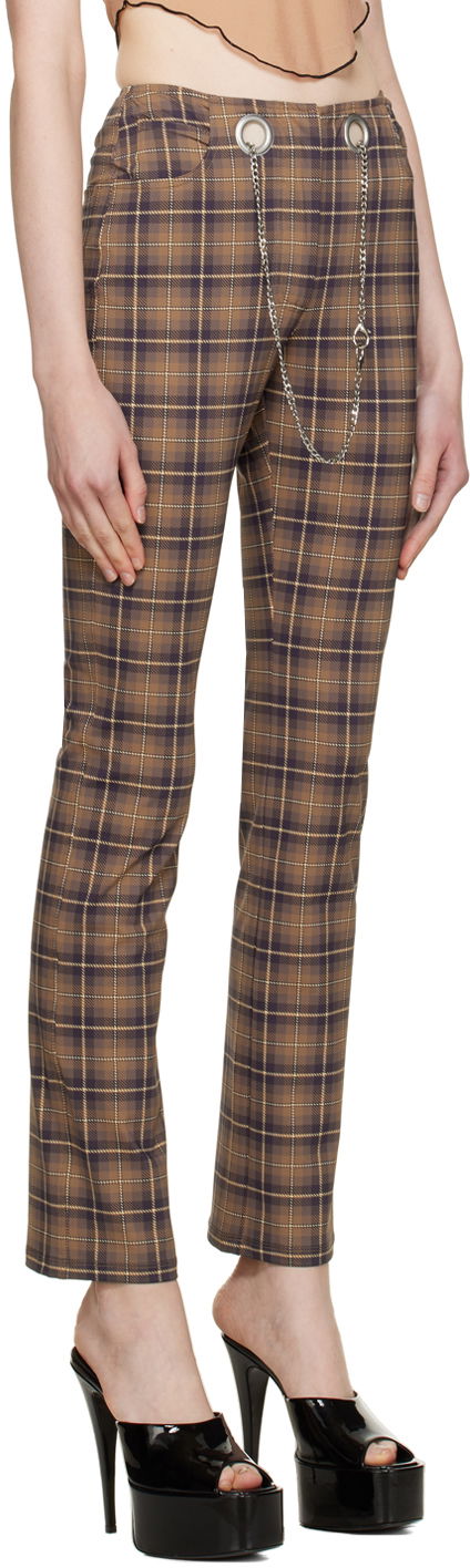 Bukser Miaou Miaou Tommy Plaid Trousers with Chain Brun | 1004PTCHP, 1