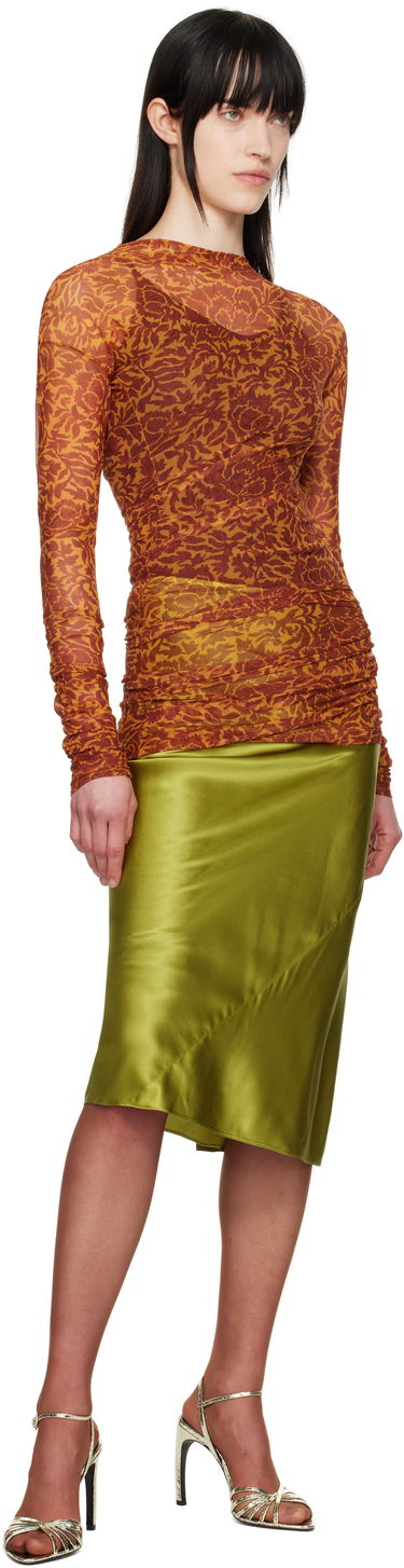 T-shirt Dries Van Noten Dries Van Noten Printed Long Sleeve T-shirt Orange | 251-011161-1619, 3