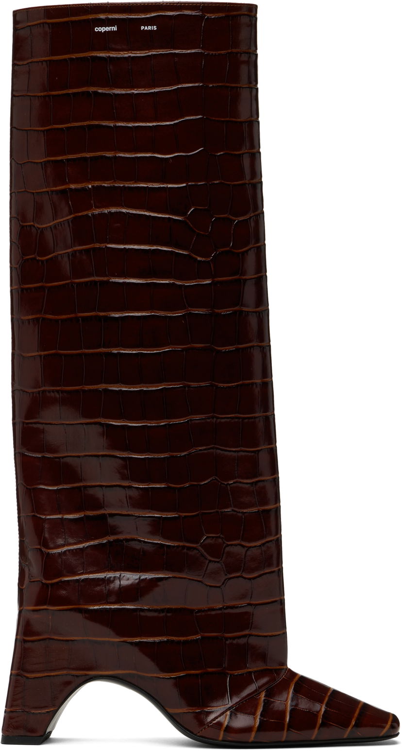 Skopleje Coperni Coperni Croco Bridge Tall Boots Brun | COPSH03F6032