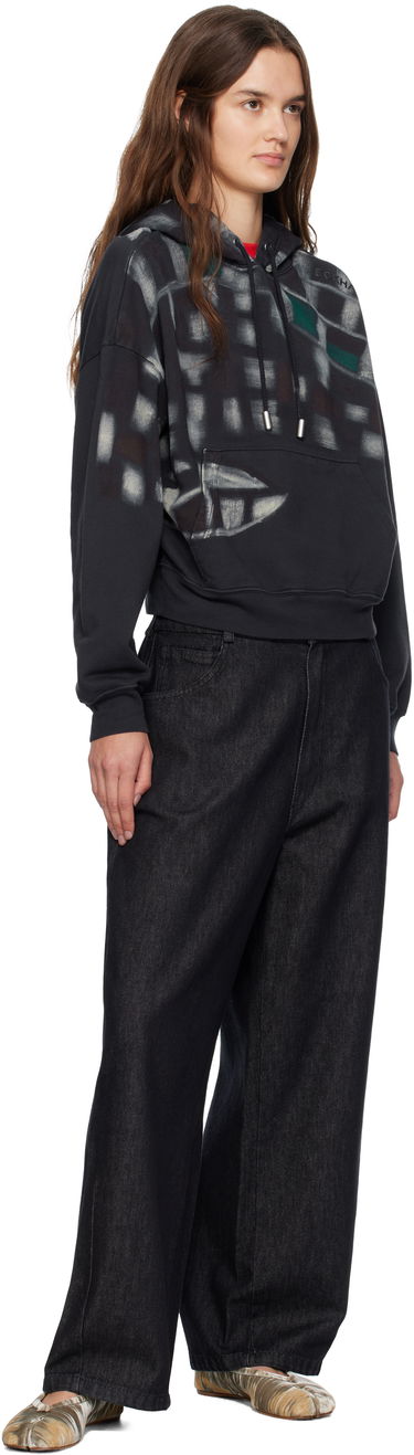 Sweatshirt Eckhaus Latta Eckhaus Latta Garment-Dyed Printed Hoodie Sort | 251-EL-PF25-P -, 3