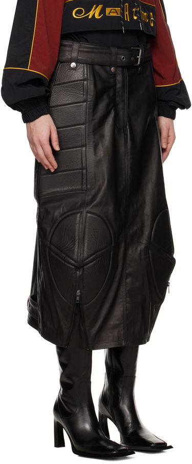 Nederdel Martine Rose Martine Rose Biker Leather Midi Skirt Sort | 548LP15001, 1