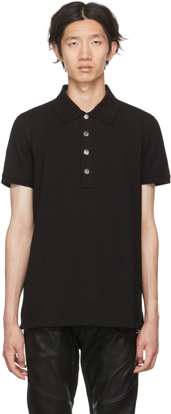 Polo skjorte Balmain Embroidered Polo Shirt Sort | YH1GB000JB82, 0