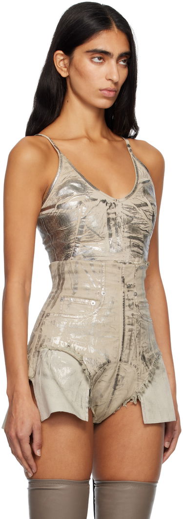 Tanktop Rick Owens DRKSHDW Concordians Foil Denim Camisole Metalisk | DS02E7132 SDPF, 1
