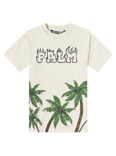 T-shirt Palm Angels Palms and Skulls Tee Beige | PMAA072S23JER0050155