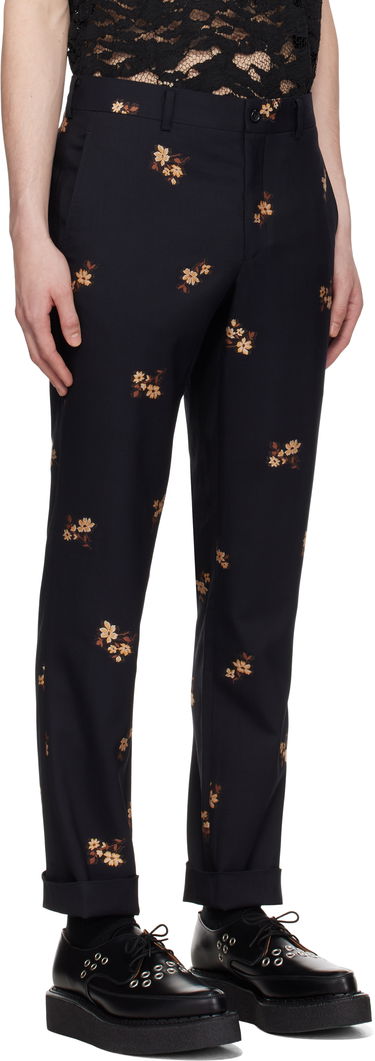 Bukser Comme des Garçons Comme des Garçons Homme Plus Floral Embroidered Cropped Trousers Sort | PO-P013-051, 1