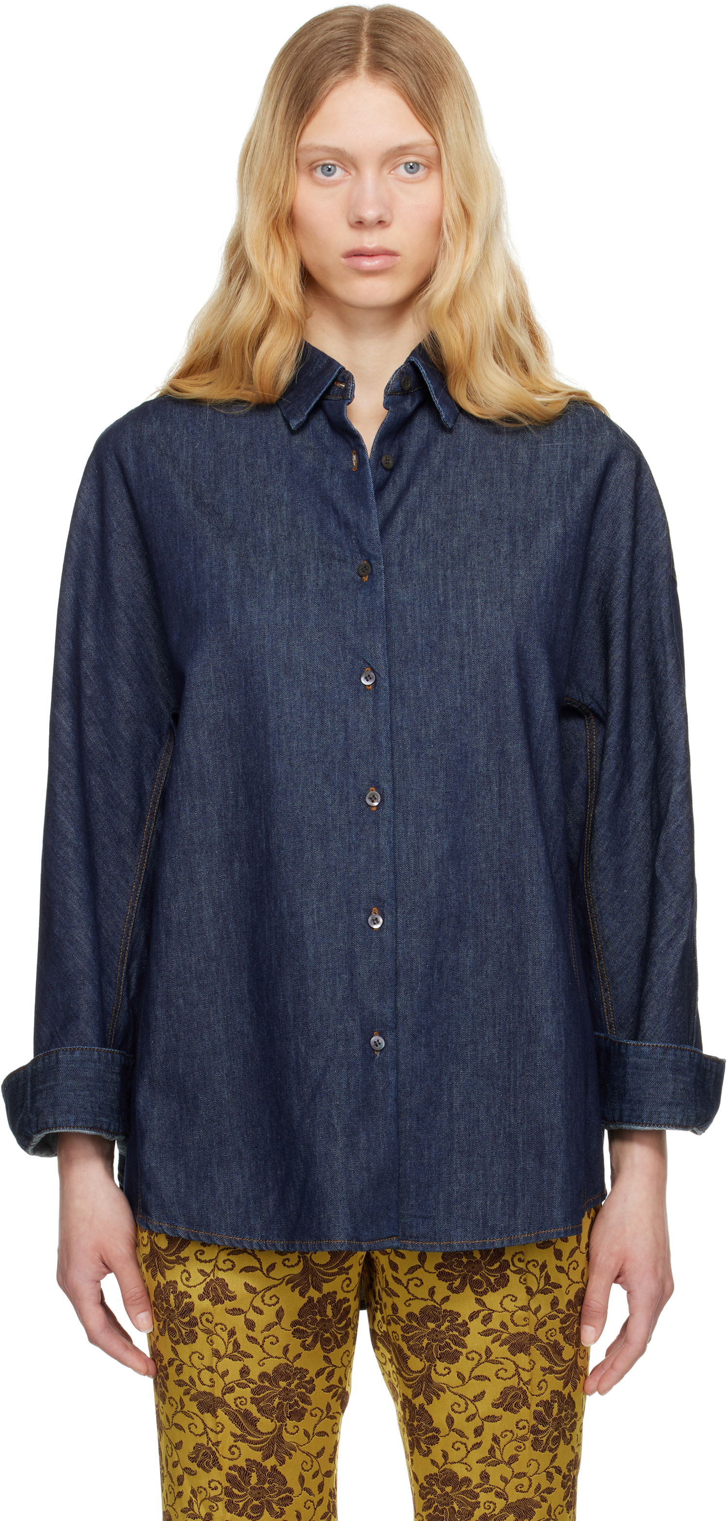 Skjorte Dries Van Noten Dries Van Noten Buttoned Denim Shirt Blå | 251-010729-1553, 0