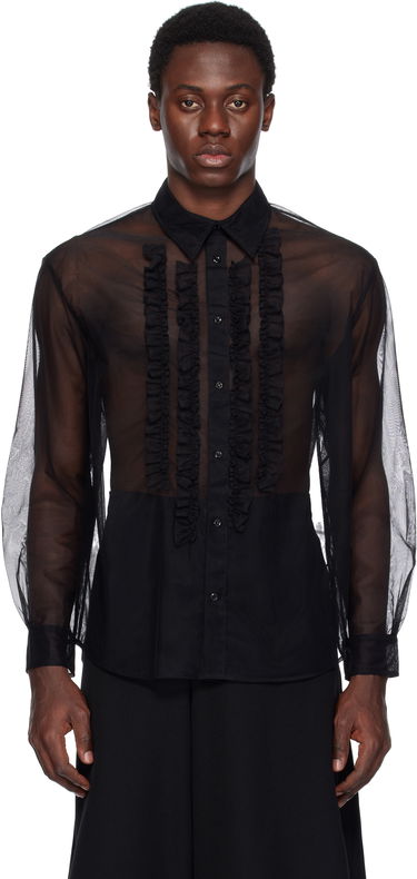 Skjorte Simone Rocha Simone Rocha Sheer Ruffle Bib Shirt Sort | 5241 0069, 0