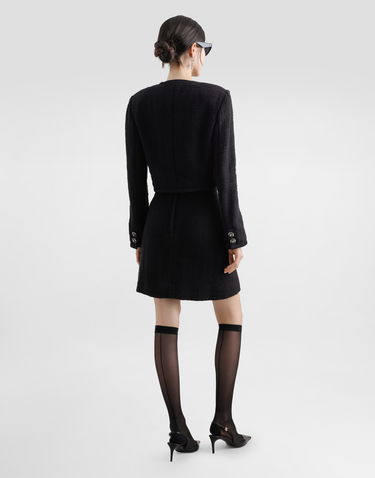 Jakke Dolce & Gabbana Dolce & Gabbana Cropped Single-breasted Tweed Jacket with Jeweled Buttons Sort | F27CZZFMTACN0000, 2