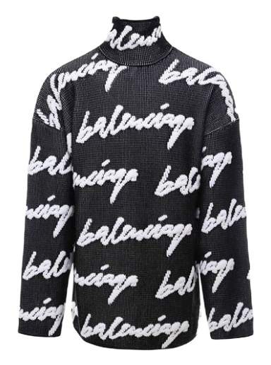 Sweater Balenciaga Scribble Logo Turtleneck Jersey Sweater Sort | 625927