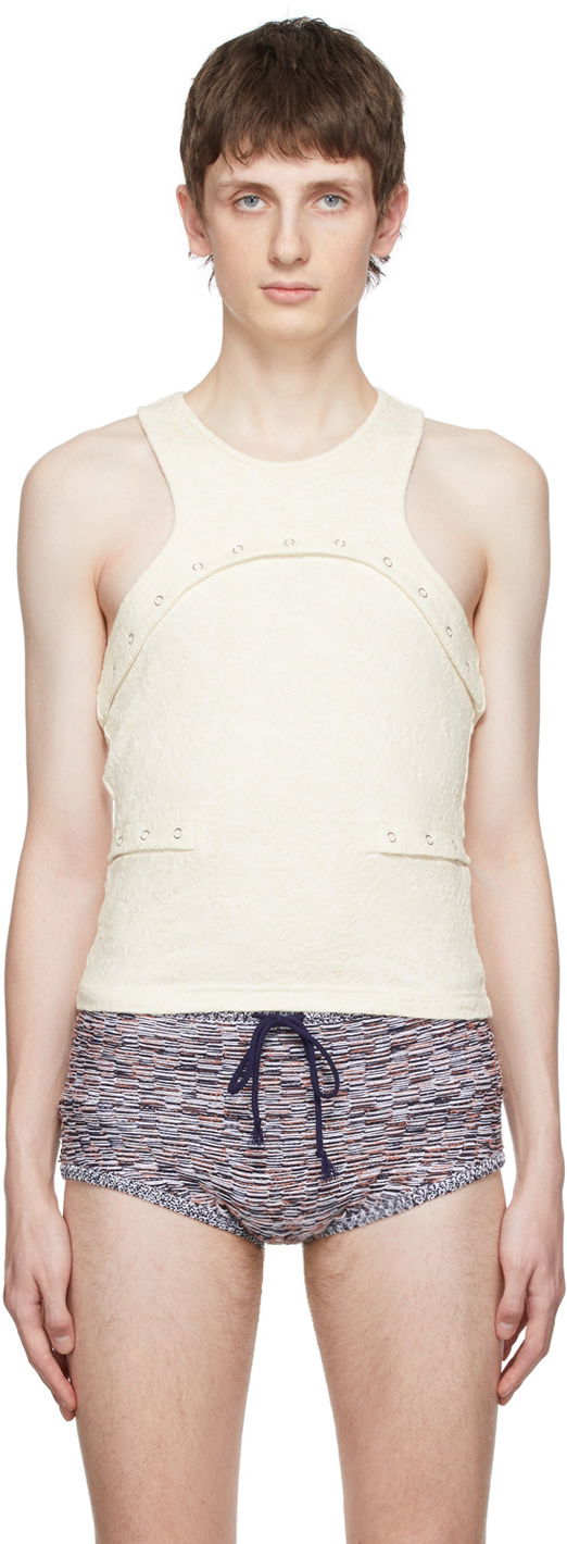 Tanktop Eckhaus Latta Undone Tank Top Hvid | 3020-EL-SS22-B, 0