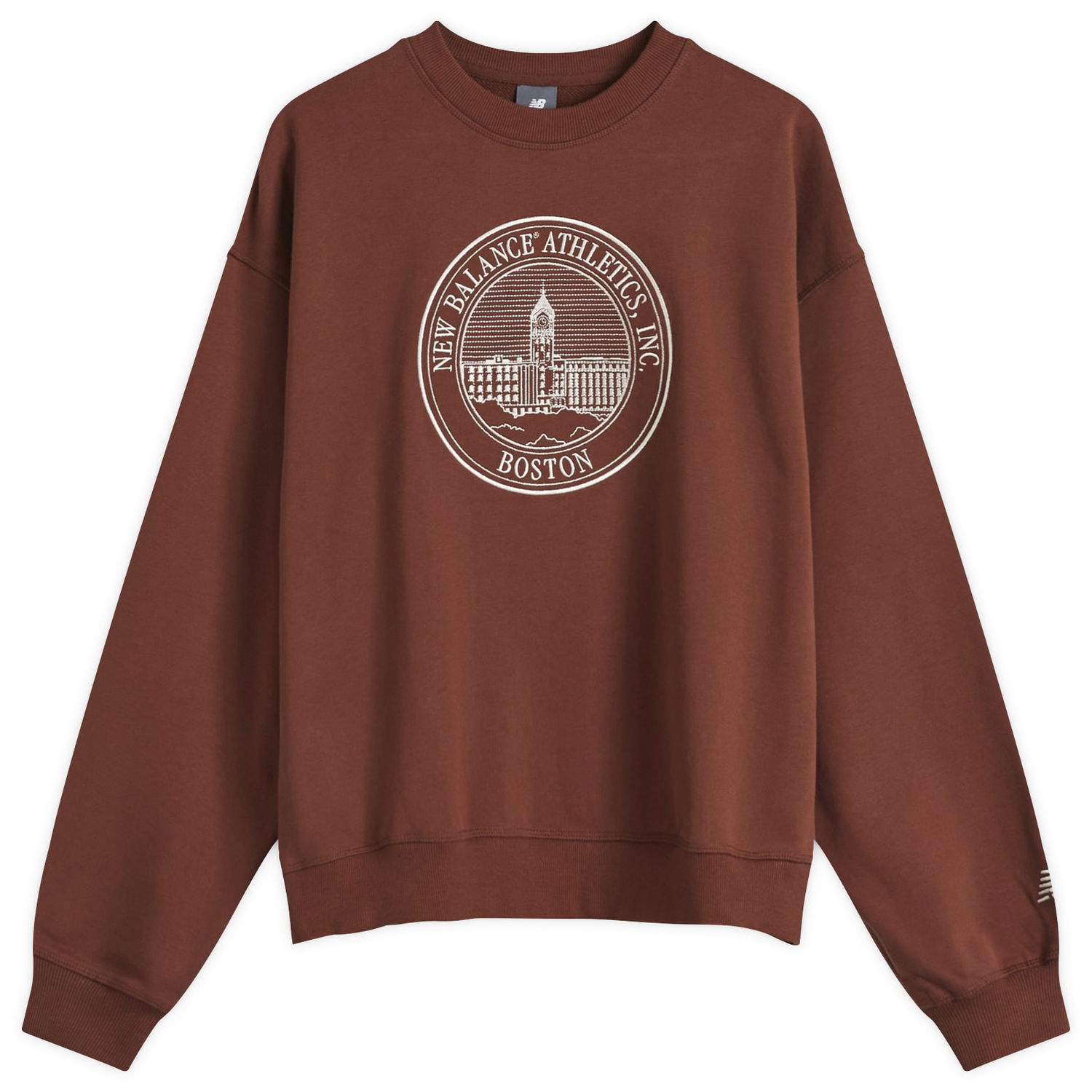 Sweatshirt New Balance Varsity Oversized Crewneck Sweatshirt Brun | WT43553-ROK, 0