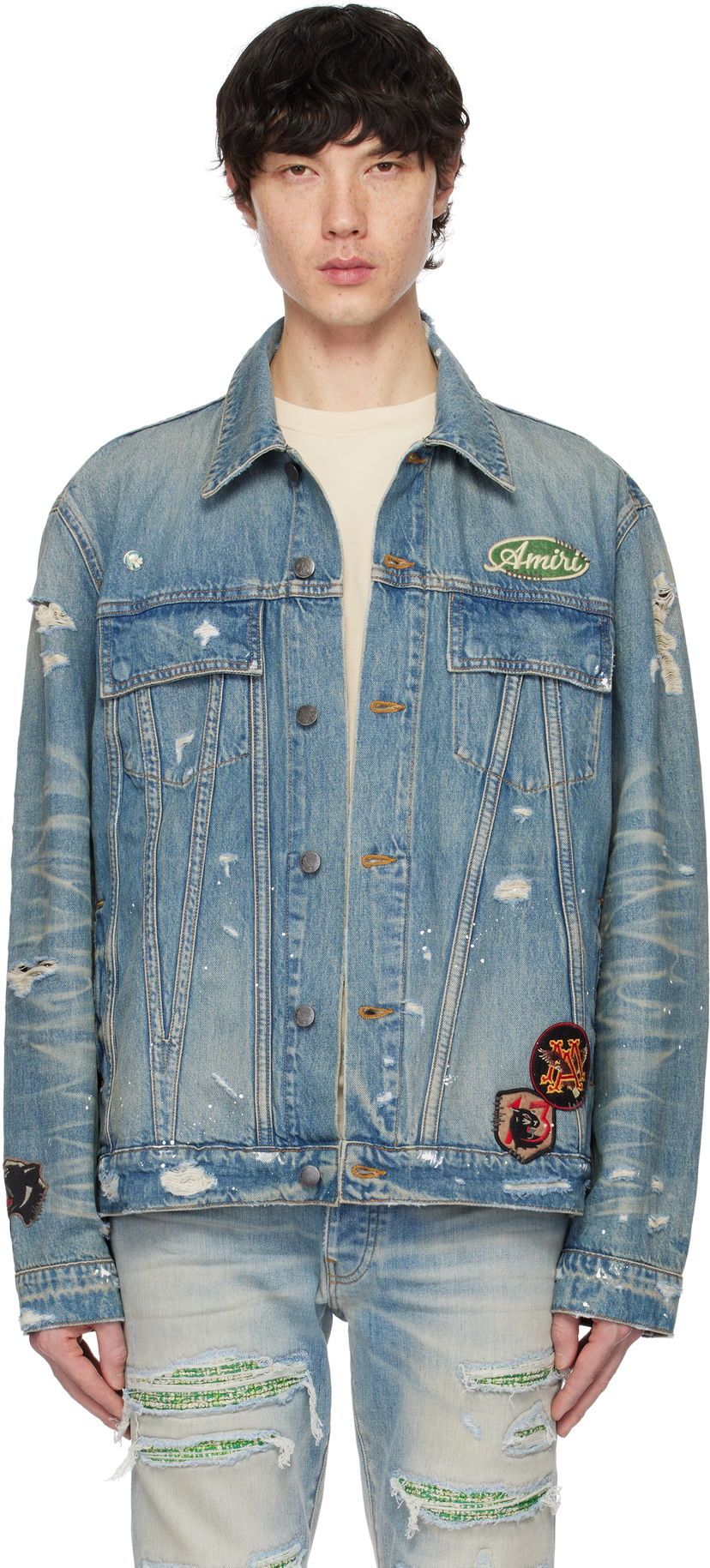 Jakke AMIRI Amiri Vintage Pegasus Trucker Denim Jacket Blå | AMDNTR1019
