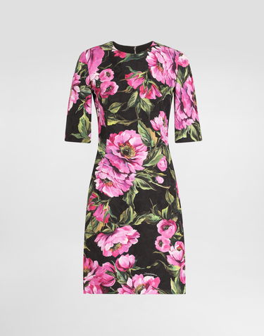 Kjole Dolce & Gabbana Dolce & Gabbana Peony-Print Fit-and-Flare Midi Dress Flerfarvet | F6TMJTFSFN9HN5KR, 0