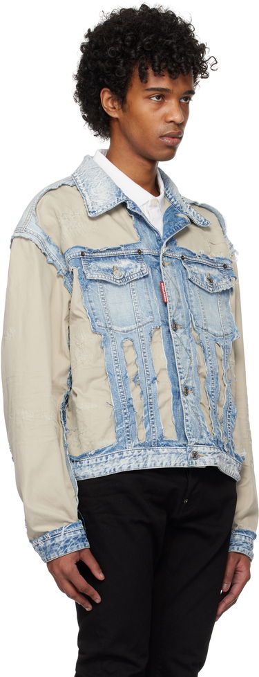 Jakke DSQUARED2 Dsquared2 Super Ripped Mixed Denim Jacket Blå | S74AM1547_S30309, 1