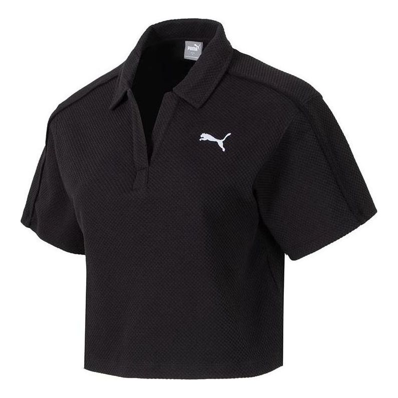 Polo skjorte Puma Textured Cropped Polo Shirt Sort | 682156-01, 0
