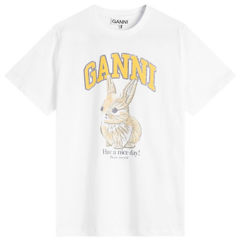 T-shirt GANNI GANNI Baby Bun Relaxed T-Shirt, Large Hvid | T4273-151