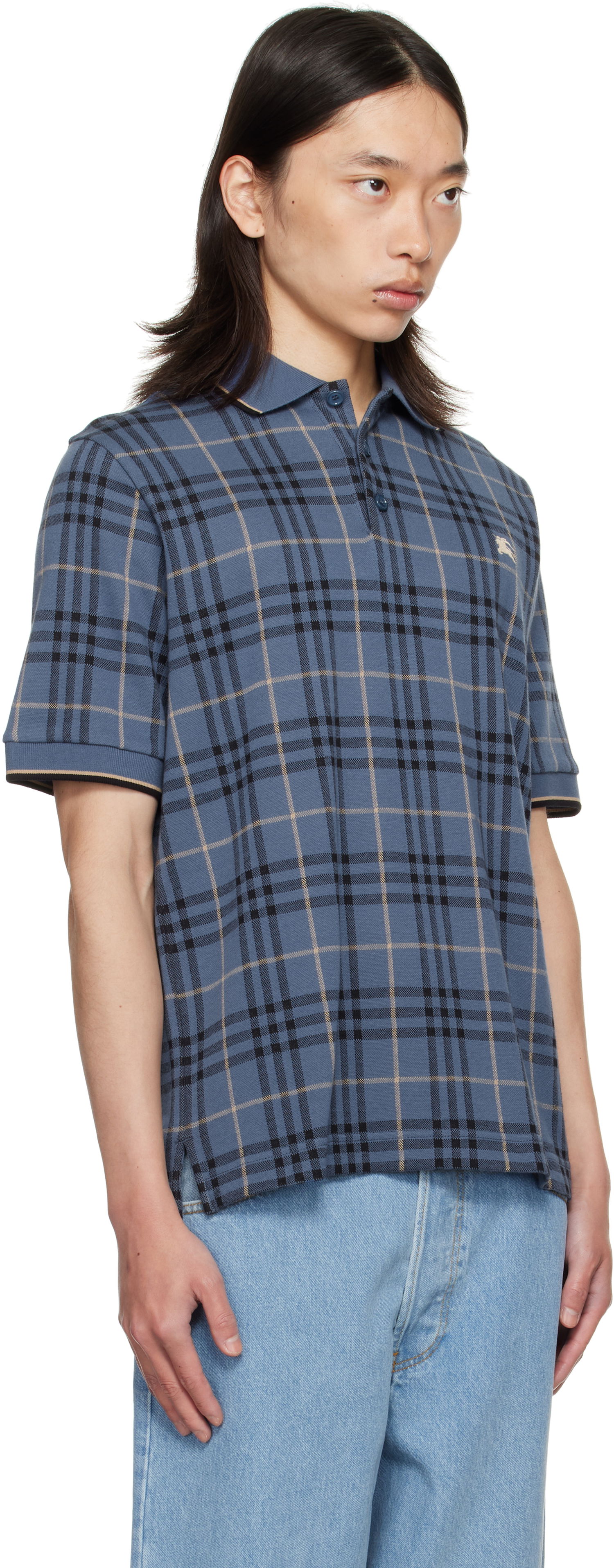 Polo skjorte Burberry Burberry Check Cotton Polo Blå | 8110104, 1