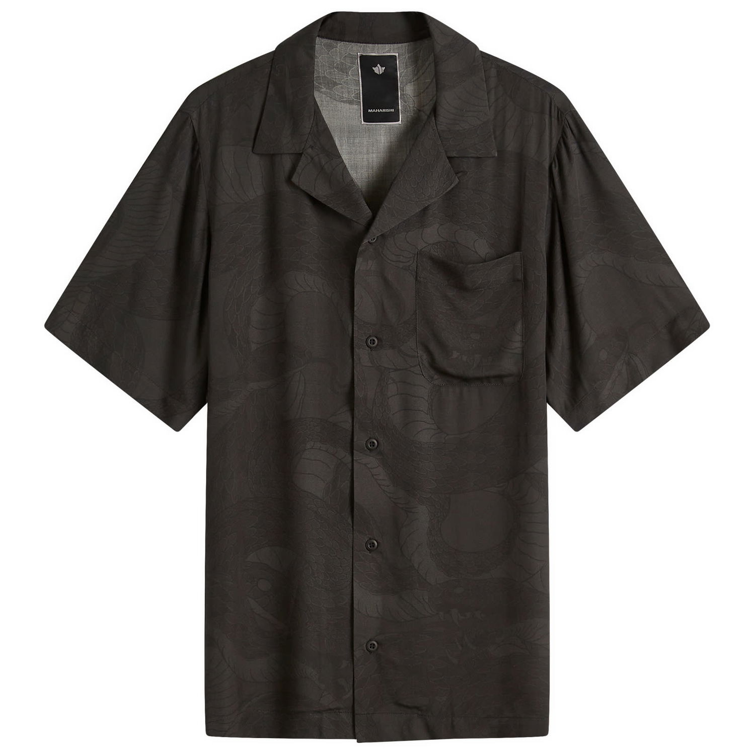 Skjorte Maharishi Maharishi Snakeskin Vacation Shirt, Size Large Sort | 1480-BLK, 1