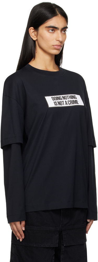 T-shirt Études Études 'Doing Nothing Is Not A Crime' Double Sleeve T-Shirt Sort | H24MMTSH185-99, 1