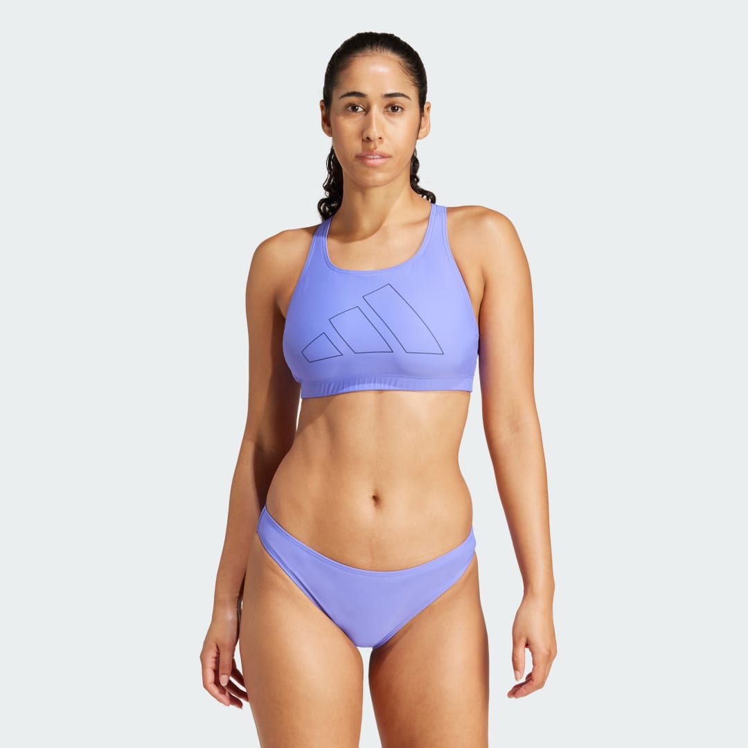 Badetøj adidas Performance Big Bars Bikini Top Lilla | JJ2170, 0