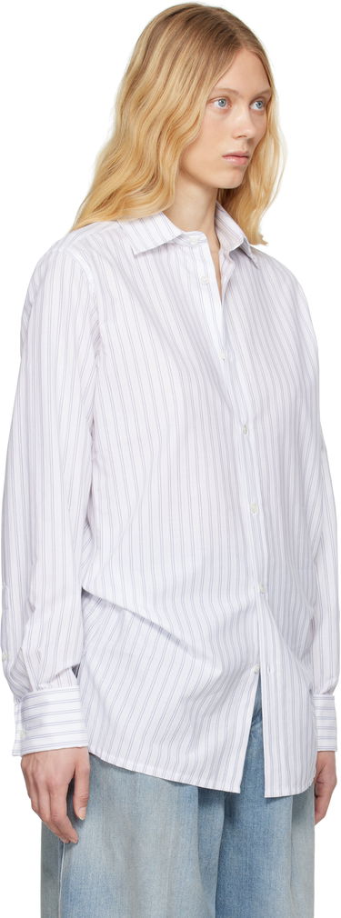 Skjorte Maison Margiela Maison Margiela Striped Long-Sleeved Shirt Hvid | S50DT0048 M35280, 4
