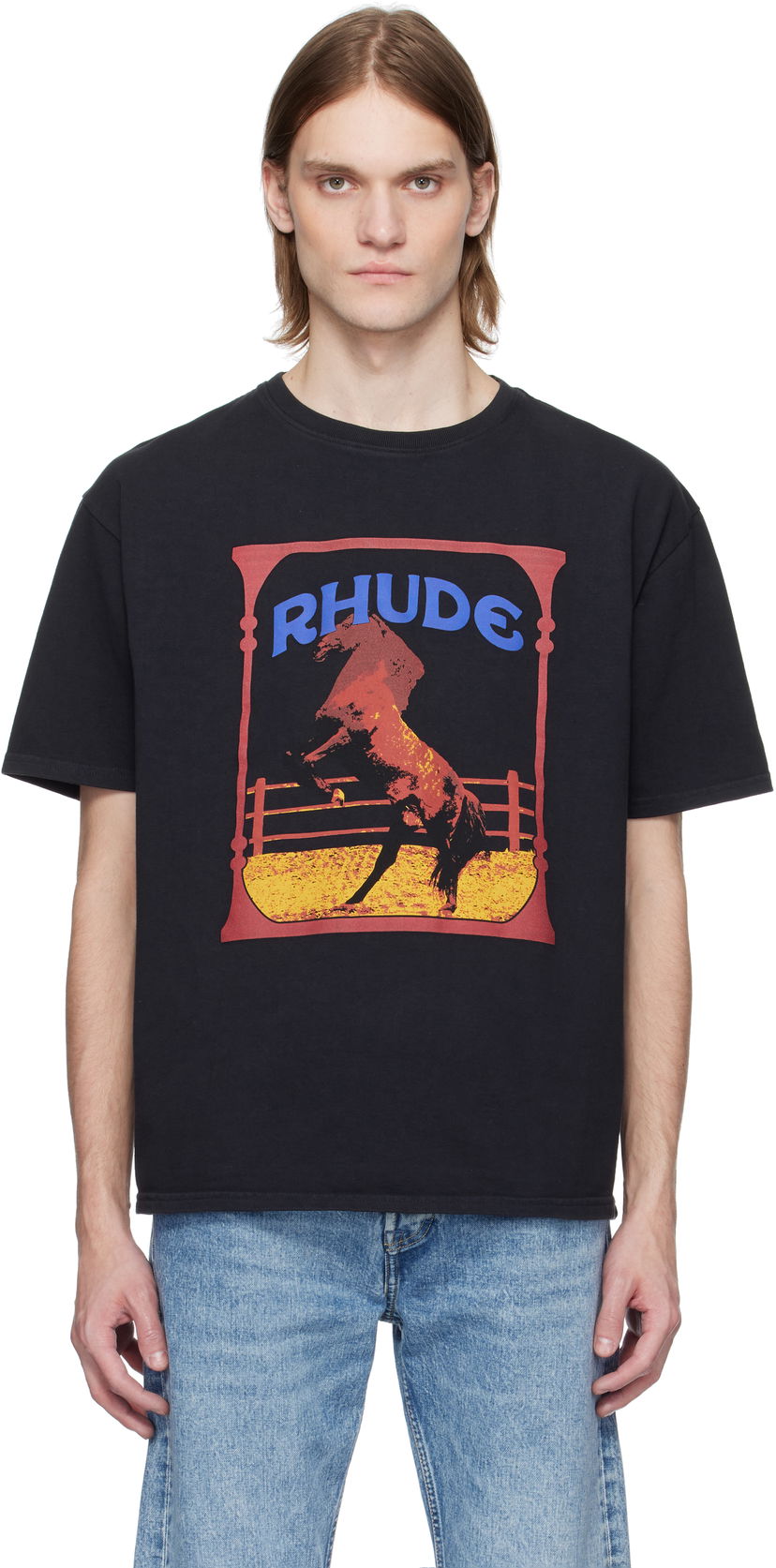 T-shirt Rhude Rhude Cadre Horse Graphic Tee Sort | RHSS25TT05012