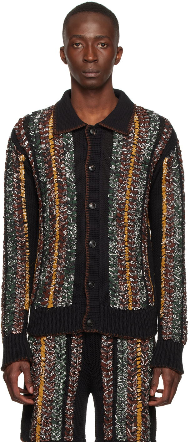 Sweater AMIRI AMIRI Cotton Knit Cardigan Sort | SS22MKL001