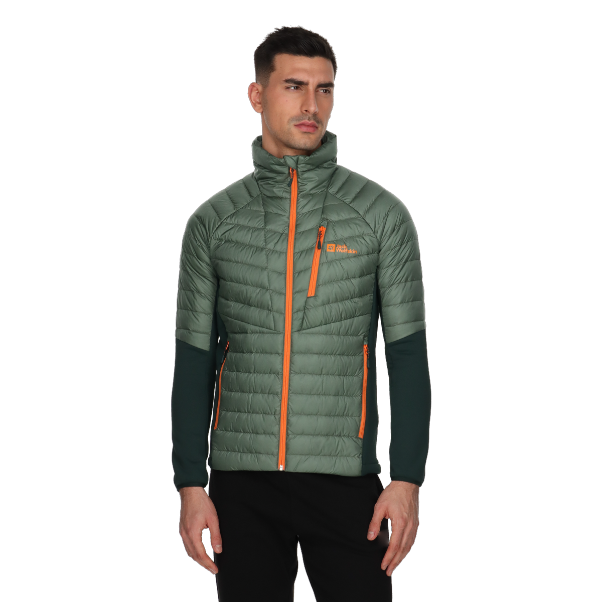 Puffer jakke Jack Wolfskin Nebelhorn Down Hybrid Jacket Grøn | 1206851-4311, 0