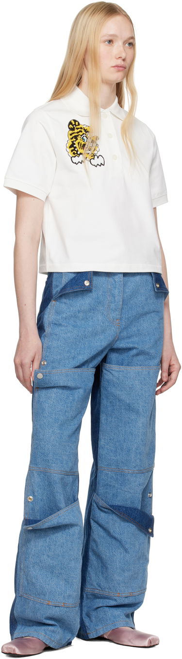 Polo skjorte KENZO Kenzo Paris VERDY Edition Embroidered Cropped Polo Hvid | FF52TS1704SB, 3
