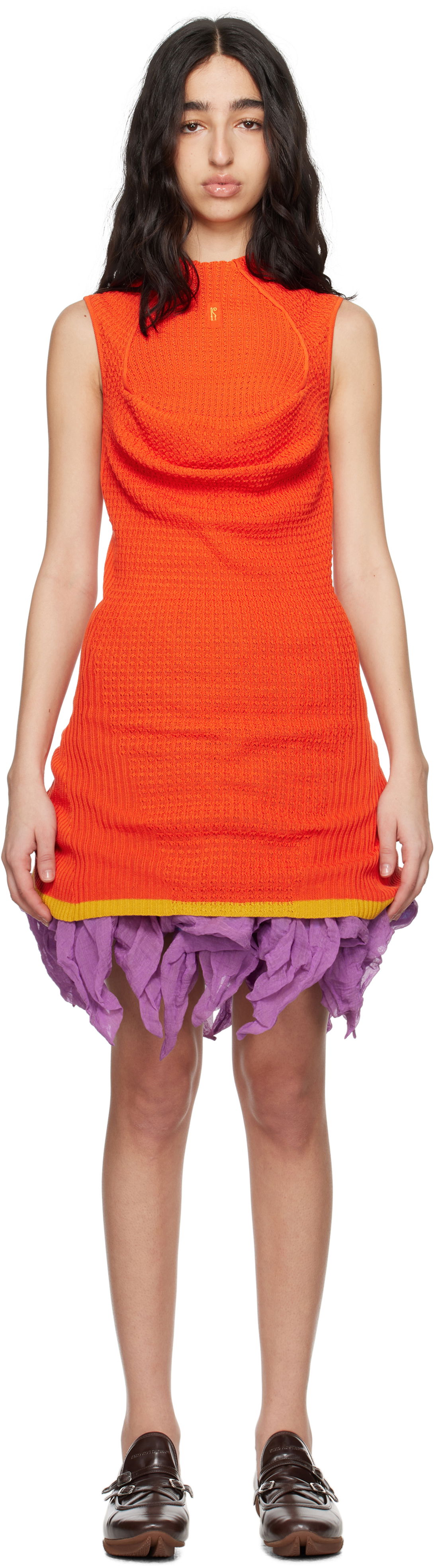 Kjole KIKO KOSTADINOV Kiko Kostadinov Vecto Knit Tunic Minidress Orange | KKWSS25KN03-94, 0