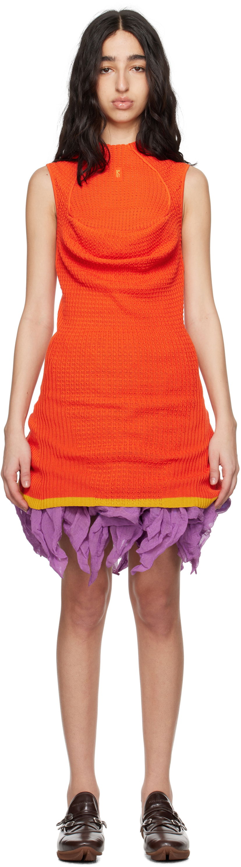 Kjole KIKO KOSTADINOV Kiko Kostadinov Vecto Knit Tunic Minidress Orange | KKWSS25KN03-94