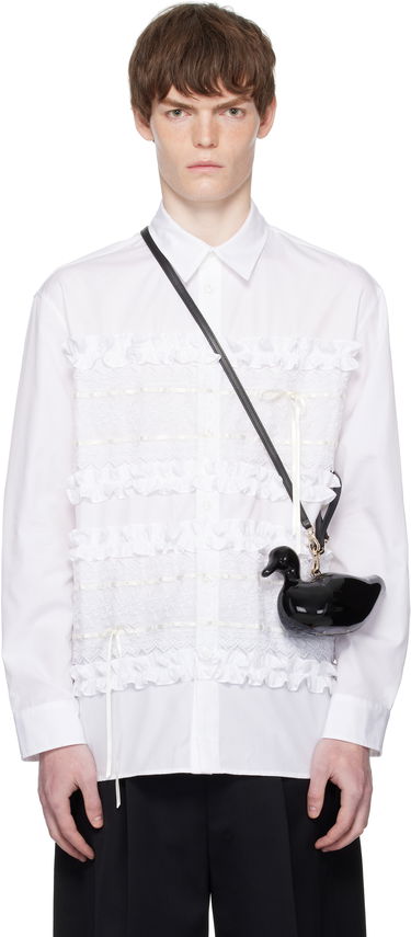 Skjorte Simone Rocha Simone Rocha Lace Ribbon Trim Shirt Hvid | 5391 1025, 0