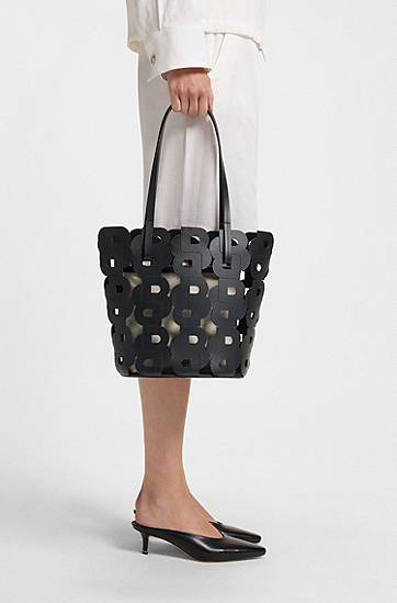 Mulepose BOSS Double B Monogram Leather Tote Bag Sort | 50541981, 1