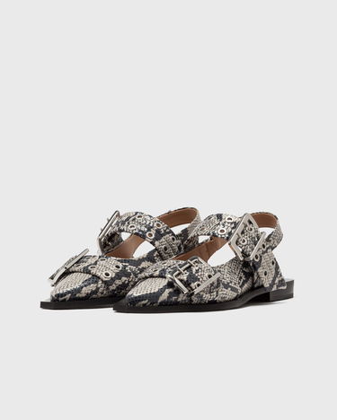 Sneakers og sko GANNI Feminine Buckle Ballerina Snake Beige | S2890-934, 2