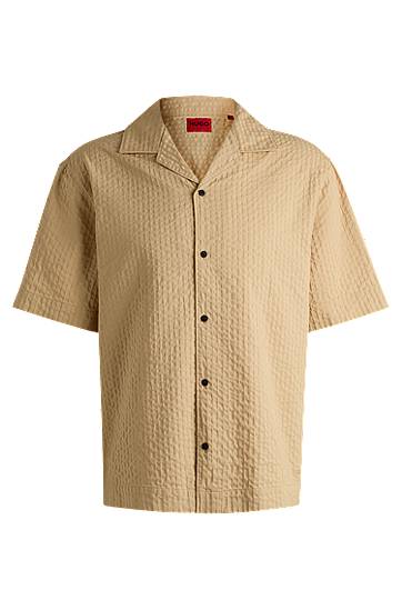 Skjorte BOSS Oversized Seersucker Shirt Beige | 50540137