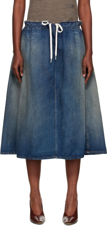 Nederdel Maison Margiela MM6 Maison Margiela Drawstring Denim Midi Skirt Blå | S52MI0023 M30017, 0