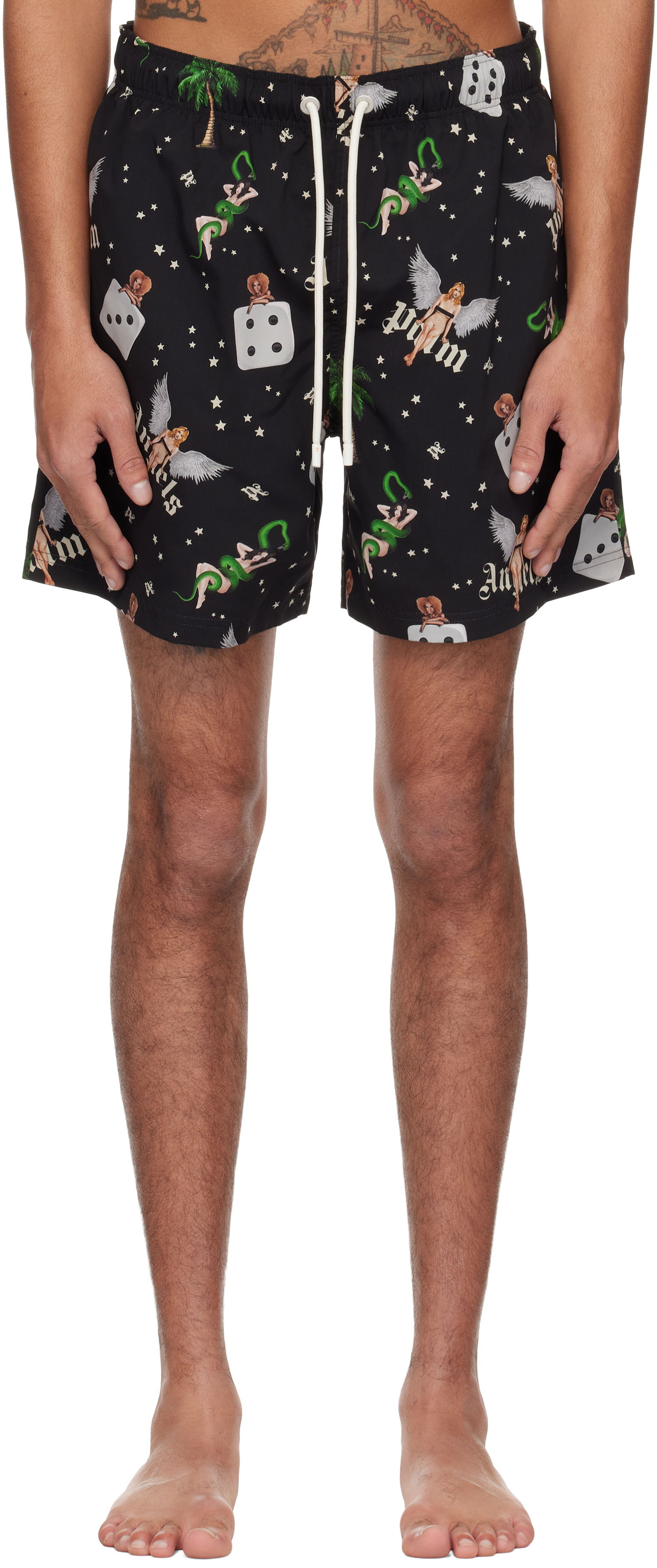 Badetøj Palm Angels Palm Angels Pin Up Print Swim Shorts Sort | PMFD012S25FAB0051084, 0