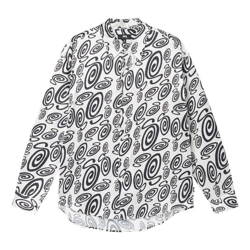 Skjorte Stüssy Stussy Swirly Shirt Hvid | 1110242