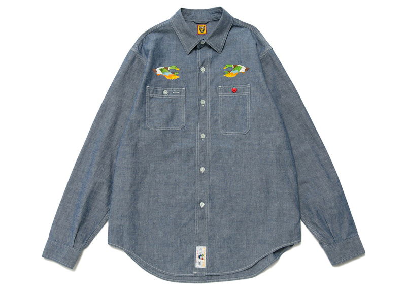 Skjorte Human Made Long Sleeve Chambray Shirt Blå | HM25SH002