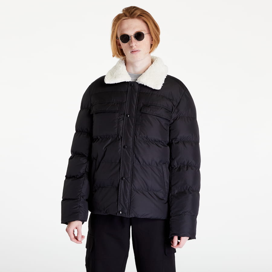 Puffer jakke Urban Classics Sherpa Collar Padded Shirt Jacket Sort | TB5536 black, 0
