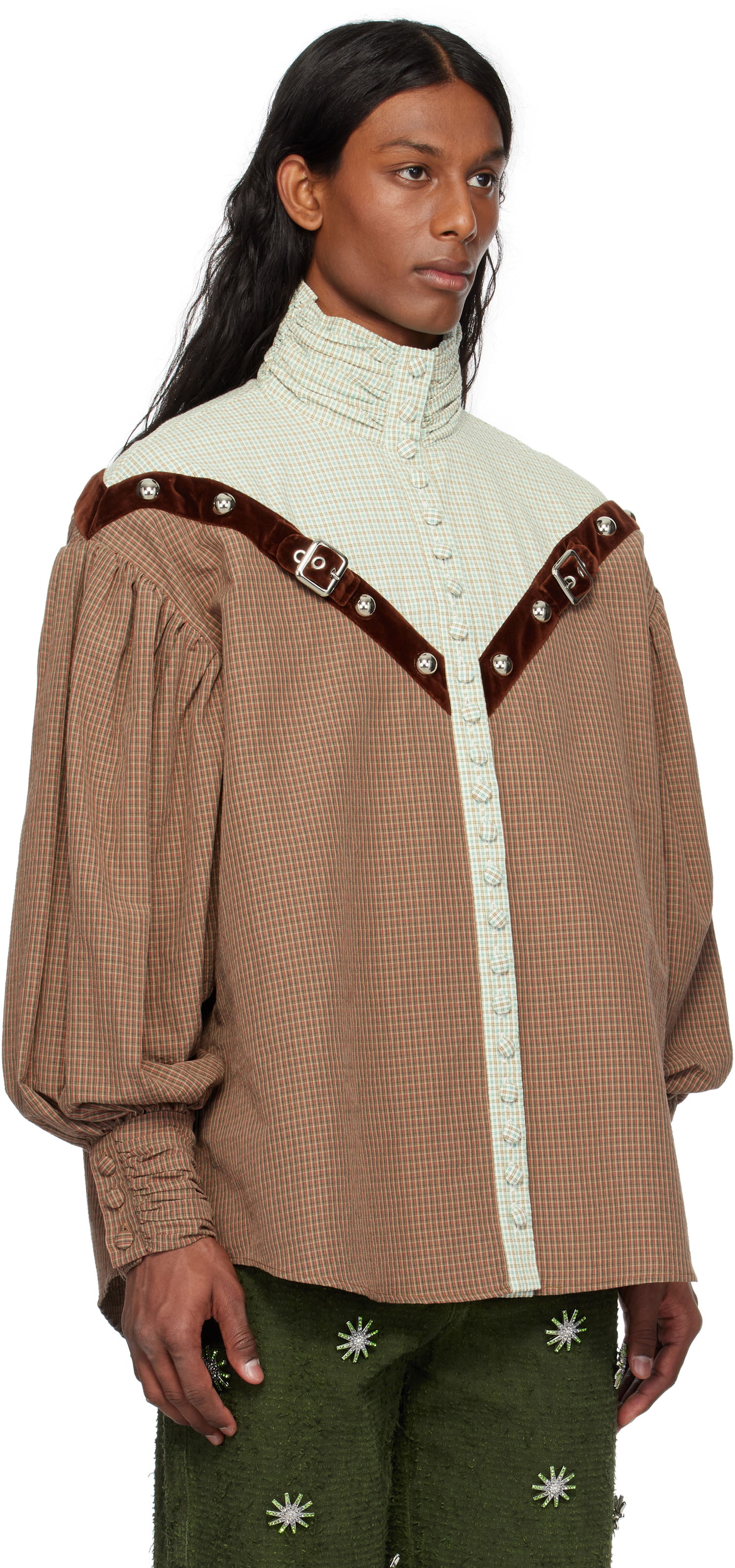 Skjorte Chopova Lowena Chopova Lowena Atwixt Gingham Buckle Shirt Brun | 2283, 1