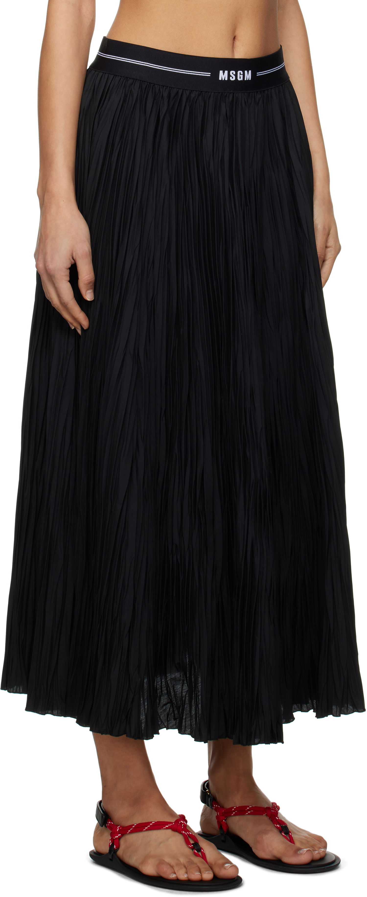 Nederdel MSGM MSGM Pleated Midi Skirt Sort | 3841MDD29P 257264, 1