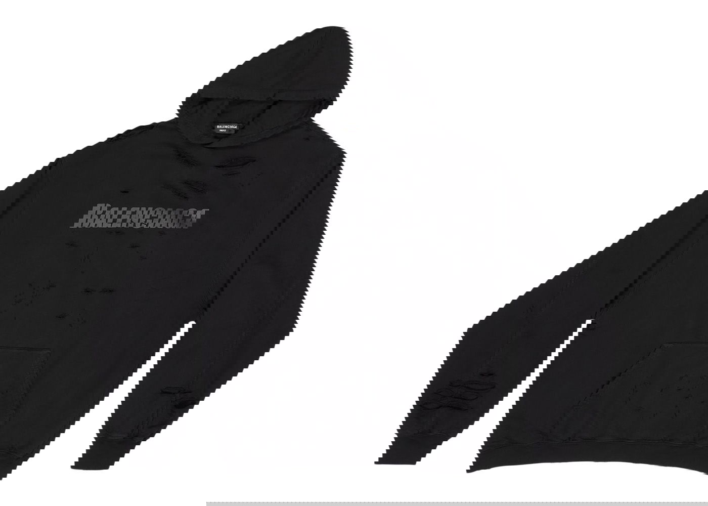 Sweatshirt Balenciaga Caps Destroyed Oversize Fit Hoodie Sort | 659403TKVB61781, 0
