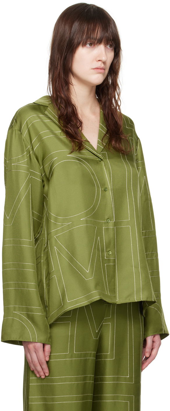 Skjorte TOTEME TOTEME Monogram Embroidered Shirt Grøn | 241-WRT976-FB0089, 1